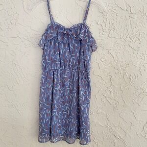 Mossimo Supply Co Y2K Cottage Dress Women M Blue Floral Ruffle Mini Sundress